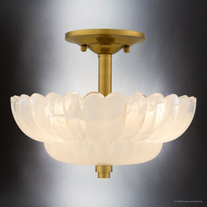 Urban Ambiance - Ceiling Light - UQL22120 Art Deco Indoor Ceiling Light, 9''H x 11.75''W x 11.75''Dep, Brushed Gold Finish, Larkham Collection - 