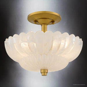 Urban Ambiance - Ceiling Light - UQL22120 Art Deco Indoor Ceiling Light, 9''H x 11.75''W x 11.75''Dep, Brushed Gold Finish, Larkham Collection - 