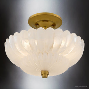 Urban Ambiance - Ceiling Light - UQL22120 Art Deco Indoor Ceiling Light, 9''H x 11.75''W x 11.75''Dep, Brushed Gold Finish, Larkham Collection - 