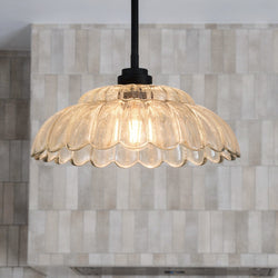 Urban Ambiance - Pendant - UQL22123 Art Deco Indoor Pendant, 7.5''H x 14''W x 14''Dep, Mottled Cocoa Finish, Larkham Collection - 