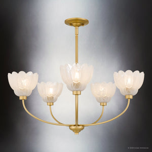 Urban Ambiance - Chandelier - UQL22124 Art Deco Indoor Chandelier, 12.25''H x 28''W x 28''Dep, Brushed Gold Finish, Larkham Collection - 