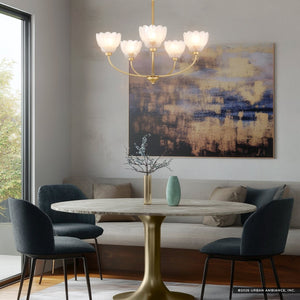 Urban Ambiance - Chandelier - UQL22124 Art Deco Indoor Chandelier, 12.25''H x 28''W x 28''Dep, Brushed Gold Finish, Larkham Collection - 