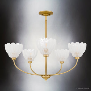 Urban Ambiance - Chandelier - UQL22124 Art Deco Indoor Chandelier, 12.25''H x 28''W x 28''Dep, Brushed Gold Finish, Larkham Collection - 
