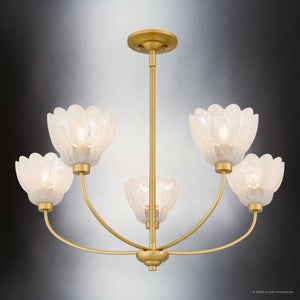 Urban Ambiance - Chandelier - UQL22124 Art Deco Indoor Chandelier, 12.25''H x 28''W x 28''Dep, Brushed Gold Finish, Larkham Collection - 