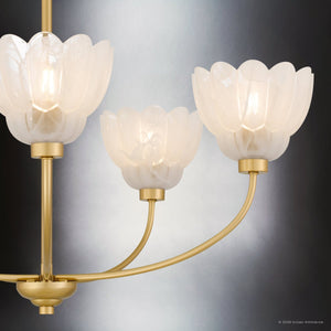 Urban Ambiance - Chandelier - UQL22124 Art Deco Indoor Chandelier, 12.25''H x 28''W x 28''Dep, Brushed Gold Finish, Larkham Collection - 