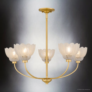 Urban Ambiance - Chandelier - UQL22124 Art Deco Indoor Chandelier, 12.25''H x 28''W x 28''Dep, Brushed Gold Finish, Larkham Collection - 