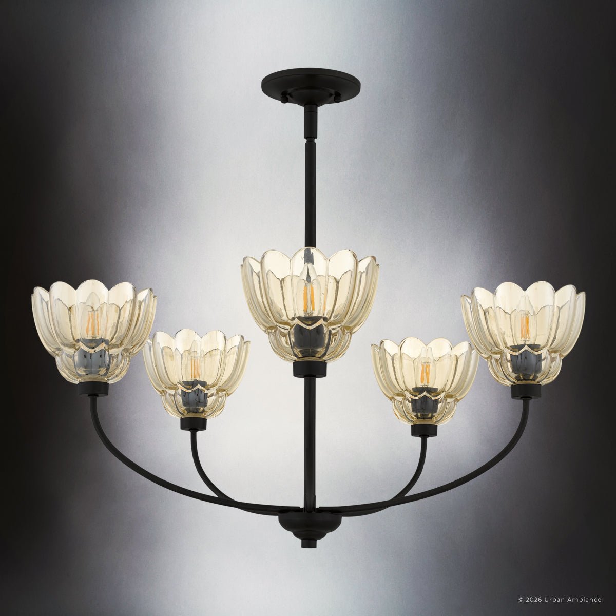 UQL22125 Art Deco Indoor Chandelier, 12.25''H x 28''W x 28''Dep
