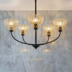 Urban Ambiance - Chandelier - UQL22125 Art Deco Indoor Chandelier, 12.25''H x 28''W x 28''Dep, Mottled Cocoa Finish, Larkham Collection - 