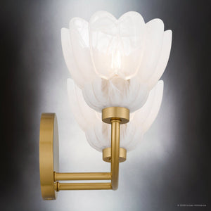 Urban Ambiance - Bath Light - UQL22126 Art Deco Indoor Bath Light, 8.5''H x 15''W x 7.25''Dep, Brushed Gold Finish, Larkham Collection - 