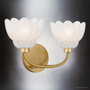 Urban Ambiance - Bath Light - UQL22126 Art Deco Indoor Bath Light, 8.5''H x 15''W x 7.25''Dep, Brushed Gold Finish, Larkham Collection - 