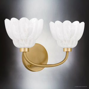 Urban Ambiance - Bath Light - UQL22126 Art Deco Indoor Bath Light, 8.5''H x 15''W x 7.25''Dep, Brushed Gold Finish, Larkham Collection - 