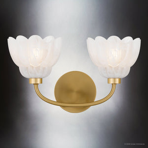 Urban Ambiance - Bath Light - UQL22126 Art Deco Indoor Bath Light, 8.5''H x 15''W x 7.25''Dep, Brushed Gold Finish, Larkham Collection - 