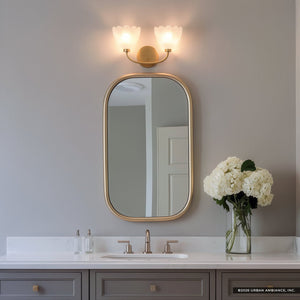Urban Ambiance - Bath Light - UQL22126 Art Deco Indoor Bath Light, 8.5''H x 15''W x 7.25''Dep, Brushed Gold Finish, Larkham Collection - 