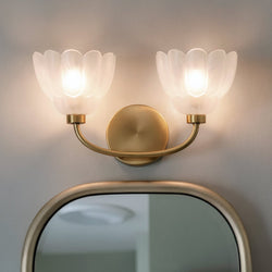 Urban Ambiance - Bath Light - UQL22126 Art Deco Indoor Bath Light, 8.5''H x 15''W x 7.25''Dep, Brushed Gold Finish, Larkham Collection - 