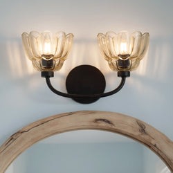 Urban Ambiance - Bath Light - UQL22127 Art Deco Indoor Bath Light, 8.5''H x 15''W x 7.25''Dep, Mottled Cocoa Finish, Larkham Collection - 