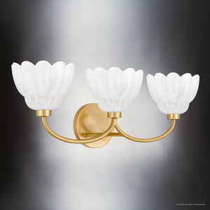 Urban Ambiance - Bath Light - UQL22128 Art Deco Indoor Bath Light, 8.5''H x 23''W x 7.25''Dep, Brushed Gold Finish, Larkham Collection - 