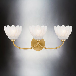 Urban Ambiance - Bath Light - UQL22128 Art Deco Indoor Bath Light, 8.5''H x 23''W x 7.25''Dep, Brushed Gold Finish, Larkham Collection - 