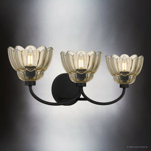 Urban Ambiance - Bath Light - UQL22129 Art Deco Indoor Bath Light, 8.5''H x 23''W x 7.25''Dep, Mottled Cocoa Finish, Larkham Collection - 
