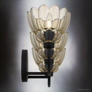Urban Ambiance - Bath Light - UQL22129 Art Deco Indoor Bath Light, 8.5''H x 23''W x 7.25''Dep, Mottled Cocoa Finish, Larkham Collection - 