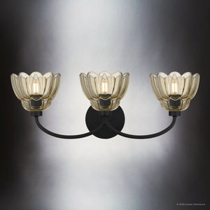 Urban Ambiance - Bath Light - UQL22129 Art Deco Indoor Bath Light, 8.5''H x 23''W x 7.25''Dep, Mottled Cocoa Finish, Larkham Collection - 