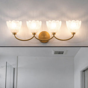 Urban Ambiance - Bath Light - UQL22130 Art Deco Indoor Bath Light, 8.5''H x 31''W x 7.25''Dep, Brushed Gold Finish, Larkham Collection - 