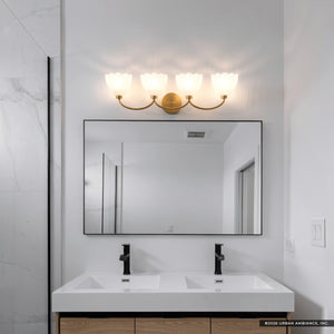 Urban Ambiance - Bath Light - UQL22130 Art Deco Indoor Bath Light, 8.5''H x 31''W x 7.25''Dep, Brushed Gold Finish, Larkham Collection - 