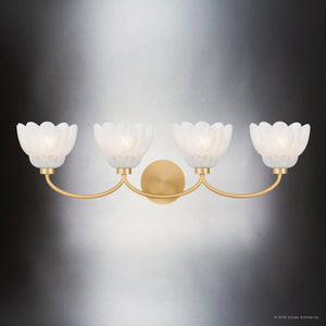 Urban Ambiance - Bath Light - UQL22130 Art Deco Indoor Bath Light, 8.5''H x 31''W x 7.25''Dep, Brushed Gold Finish, Larkham Collection - 