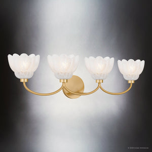 Urban Ambiance - Bath Light - UQL22130 Art Deco Indoor Bath Light, 8.5''H x 31''W x 7.25''Dep, Brushed Gold Finish, Larkham Collection - 