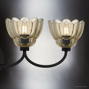 Urban Ambiance - Bath Light - UQL22131 Art Deco Indoor Bath Light, 8.5''H x 31''W x 7.25''Dep, Mottled Cocoa Finish, Larkham Collection - 