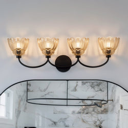 Urban Ambiance - Bath Light - UQL22131 Art Deco Indoor Bath Light, 8.5''H x 31''W x 7.25''Dep, Mottled Cocoa Finish, Larkham Collection - 