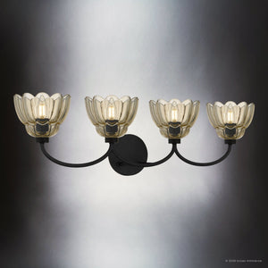 Urban Ambiance - Bath Light - UQL22131 Art Deco Indoor Bath Light, 8.5''H x 31''W x 7.25''Dep, Mottled Cocoa Finish, Larkham Collection - 