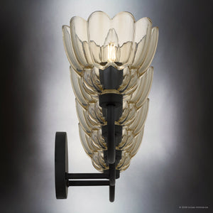 Urban Ambiance - Bath Light - UQL22131 Art Deco Indoor Bath Light, 8.5''H x 31''W x 7.25''Dep, Mottled Cocoa Finish, Larkham Collection - 