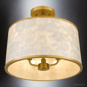 Urban Ambiance - Ceiling Light - UQL22140 Transitional Indoor Ceiling Light, 14''H x 16''W x 16''Dep, Brushed Gold Finish, Evershaw Collection - 