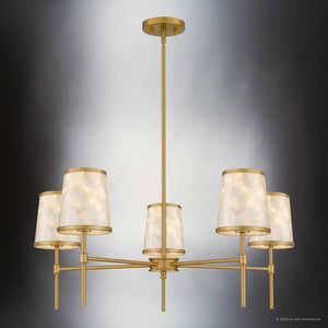 Urban Ambiance - Chandelier - UQL22141 Transitional Indoor Chandelier, 13.5''H x 32''W x 32''Dep, Brushed Gold Finish, Evershaw Collection - 