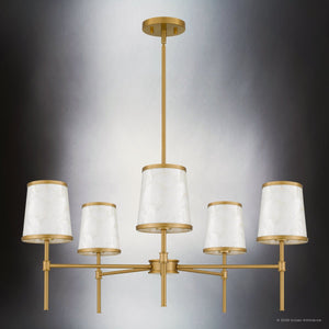 Urban Ambiance - Chandelier - UQL22141 Transitional Indoor Chandelier, 13.5''H x 32''W x 32''Dep, Brushed Gold Finish, Evershaw Collection - 