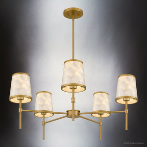 Urban Ambiance - Chandelier - UQL22141 Transitional Indoor Chandelier, 13.5''H x 32''W x 32''Dep, Brushed Gold Finish, Evershaw Collection - 