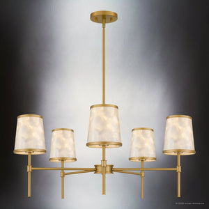 Urban Ambiance - Chandelier - UQL22141 Transitional Indoor Chandelier, 13.5''H x 32''W x 32''Dep, Brushed Gold Finish, Evershaw Collection - 