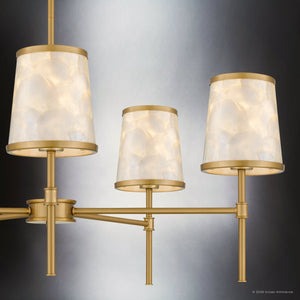 Urban Ambiance - Chandelier - UQL22141 Transitional Indoor Chandelier, 13.5''H x 32''W x 32''Dep, Brushed Gold Finish, Evershaw Collection - 