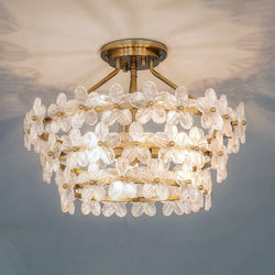 Urban Ambiance - Ceiling Light - UQL22150 Glam Indoor Ceiling Light, 13.5''H x 20.5''W x 20.5''Dep, Brushed Gold Finish, Rookleigh Collection - 