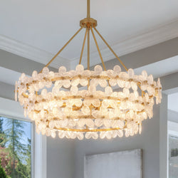 Urban Ambiance - Pendant - UQL22151 Glam Indoor Pendant, 27''H x 31.25''W x 31.25''Dep, Brushed Gold Finish, Rookleigh Collection - 