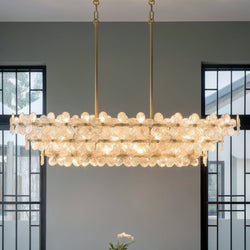 Urban Ambiance - Chandelier - UQL22152 Glam Indoor Chandelier, 9.5''H x 42''W x 15.5''Dep, Brushed Gold Finish, Rookleigh Collection - 