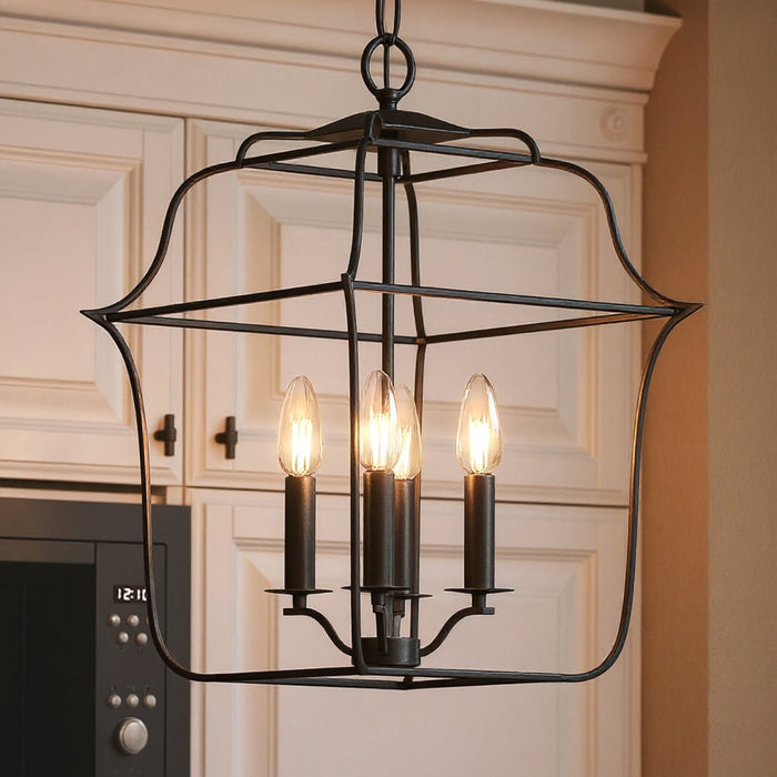 UQL2321 Colonial Chandelier, 20"H x 14"W, Vintage Black Finish, Savannah Collection