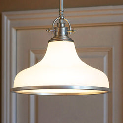 Urban Ambiance - Pendant Light - UQL2333 Industrial Pendant, 11.5"H x 13.5"W, Brushed Nickel Finish, Pasadena Collection -