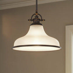 Urban Ambiance - Pendant Light - UQL2335 Industrial Pendant Light, 11.5"H x 13.5"W, Parisian Bronze Finish, Pasadena Collection -