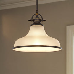 Urban Ambiance - Pendant Light - UQL2335 Industrial Pendant Light, 11.5"H x 13.5"W, Parisian Bronze Finish, Pasadena Collection - 