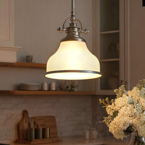 Urban Ambiance - Pendant Light - UQL2336 Industrial Pendant Light, 9.5"H x 8"W, Brushed Nickel Finish, Pasadena Collection -