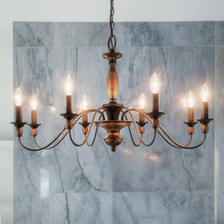 Urban Ambiance - Chandelier - UQL2351 Americana Chandelier, 19.5"H x 29"W, Rustic Bronze Finish, Raleigh Collection - 