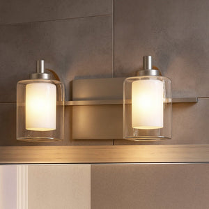 Urban Ambiance - Bath Vanity Light - UQL2400 Modern Bathroom Vanity Light, 6"H x 13"W, Brushed Nickel Finish, Napa Collection - 
