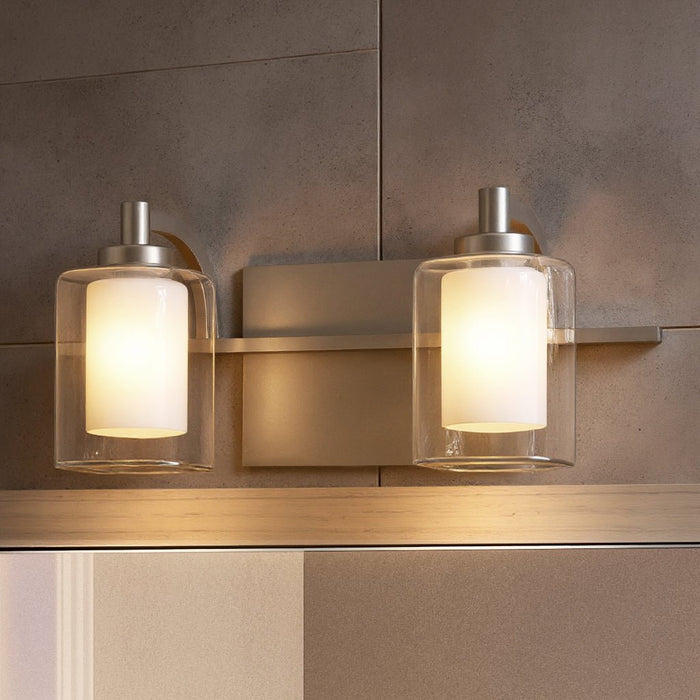 UQL2400 Modern Bathroom Vanity Light, 6"H x 13"W, Brushed Nickel Finish, Napa Collection