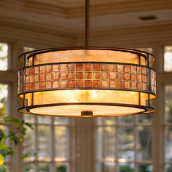 Urban Ambiance - Chandelier - UQL2431 Art Deco Deco Chandelier, 6.5"H x 16"W, Copper Revival Finish, Genoa Collection -